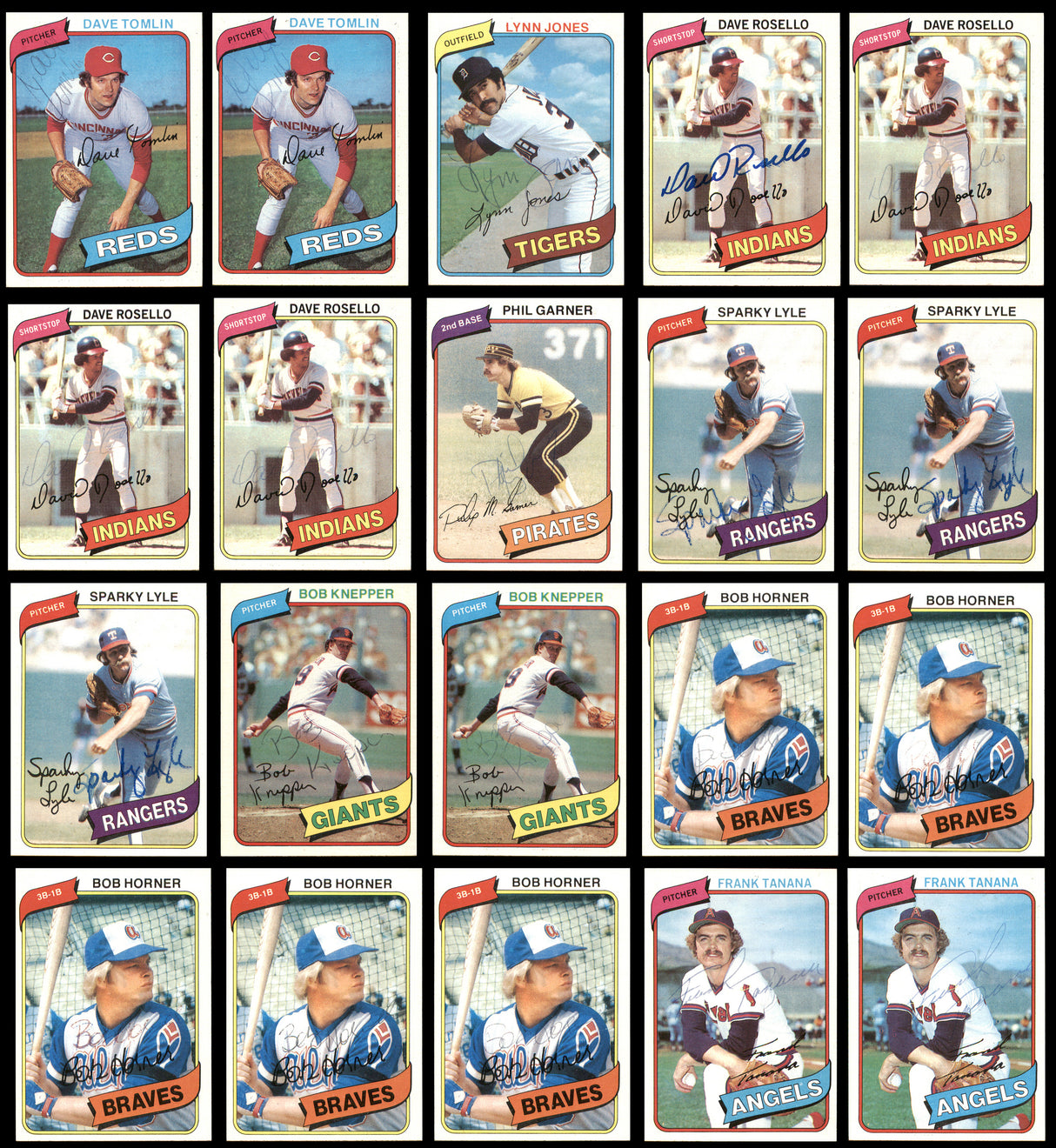 124 Count Lot of Autographed 1980 Topps Baseball Cards SKU #266550