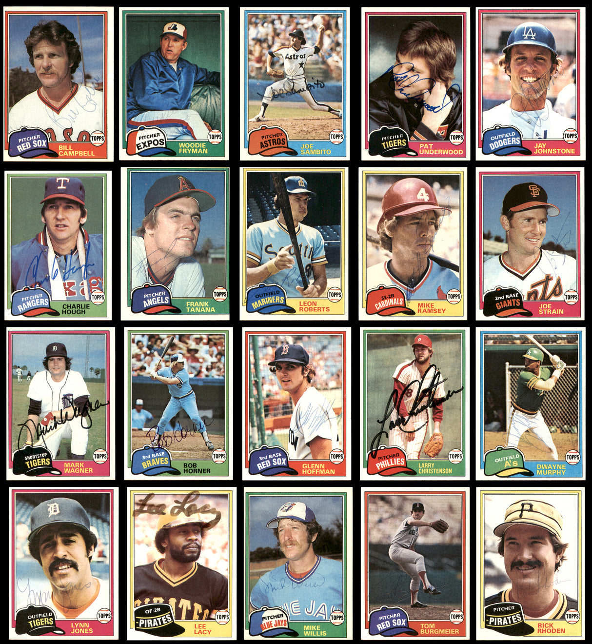 181 Count Lot of Autographed 1981 Topps Baseball Cards (All Different) SKU #266551