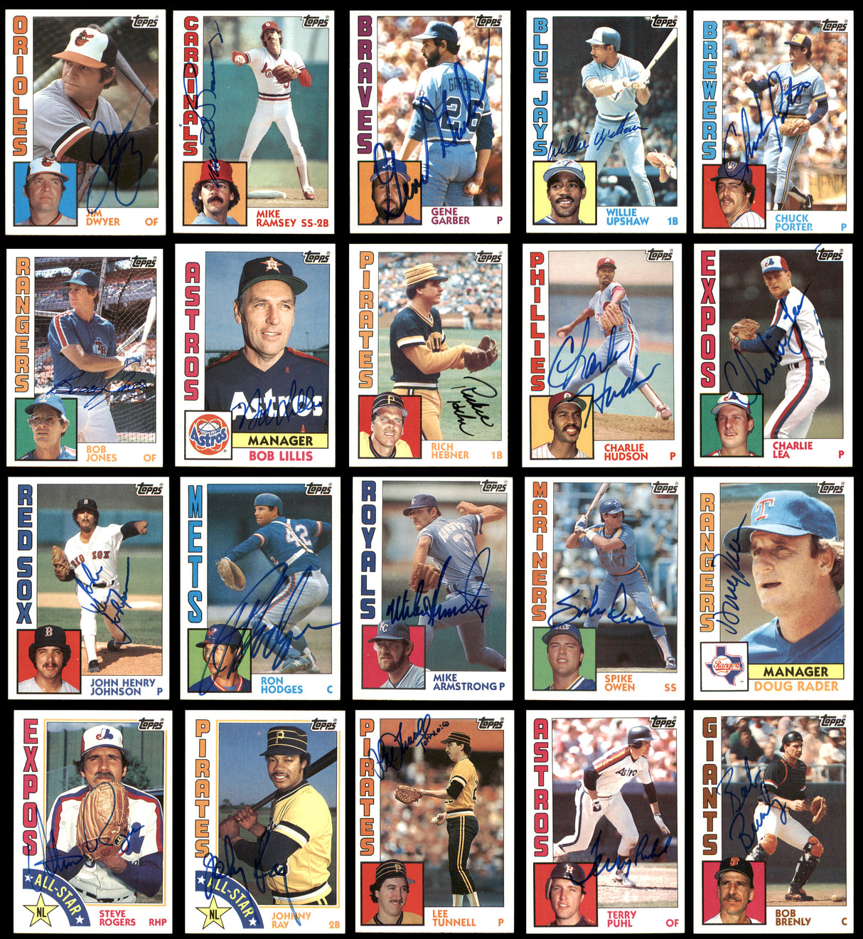 208 Count Lot of Autographed 1984 Topps Baseball Cards (All Different) SKU #266557