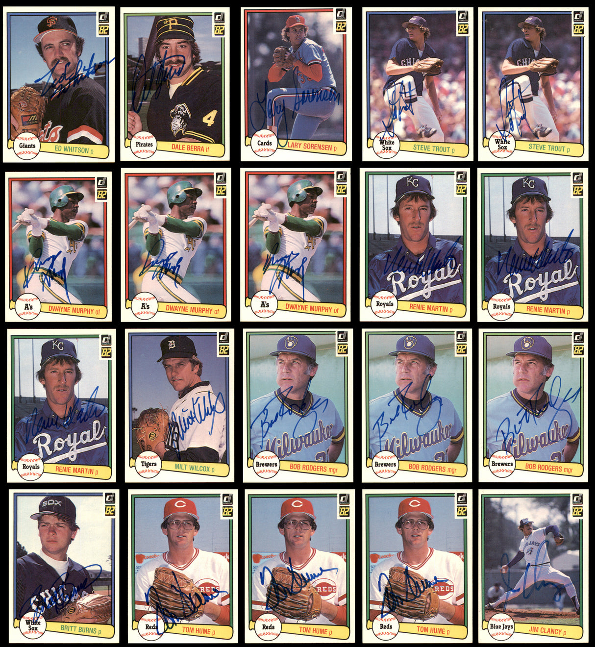 140 Count Lot of Autographed 1982 Donruss Baseball Cards SKU #266559