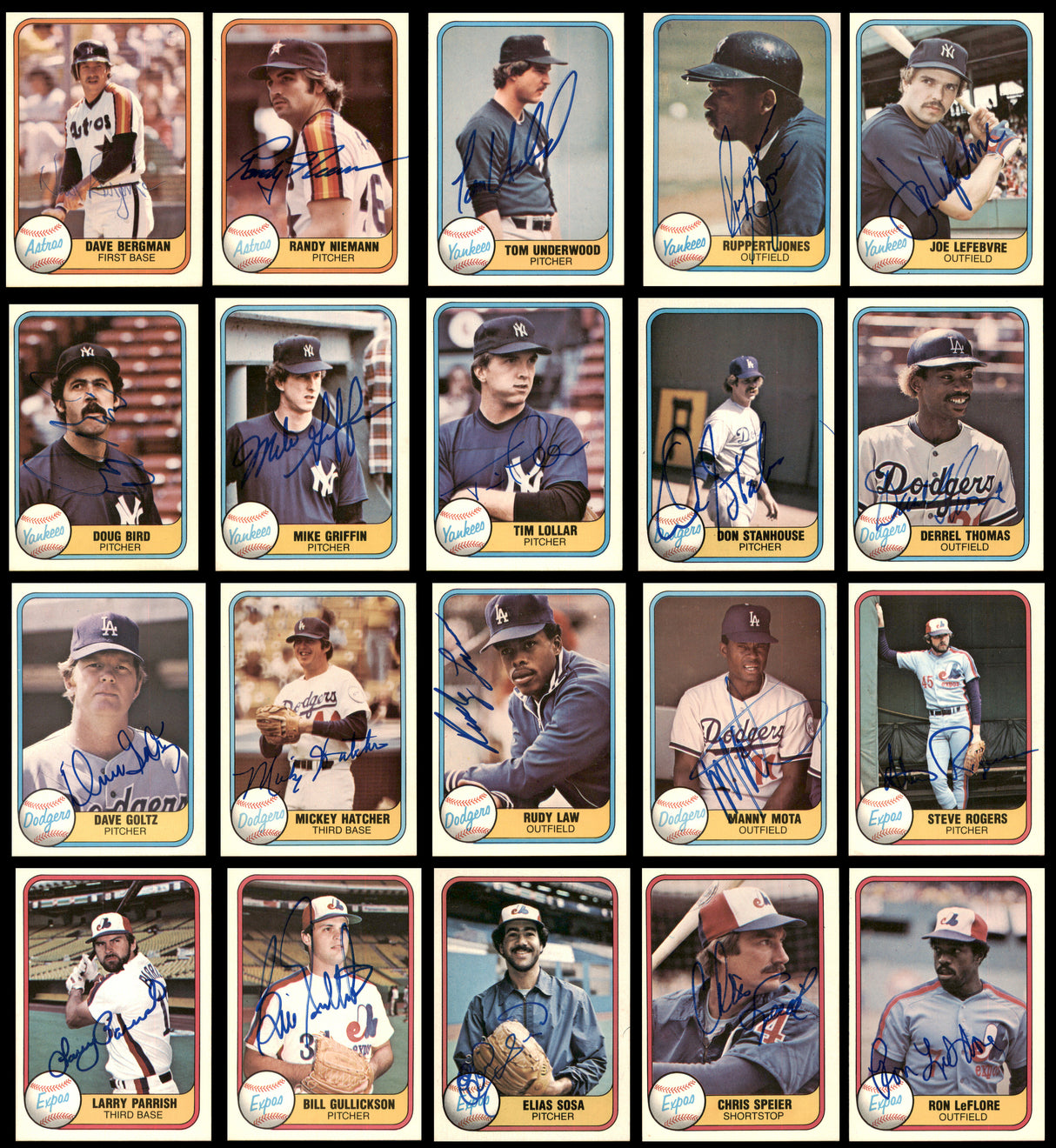 225 Count Lot of Autographed 1981 Fleer Baseball Cards (All Different) SKU #266564