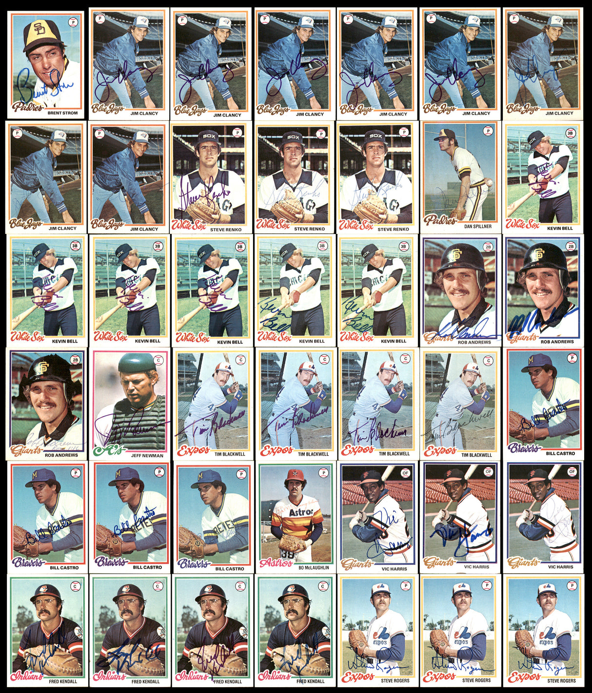 292 Count Lot of Autographed 1978 Topps Baseball Cards SKU #266566