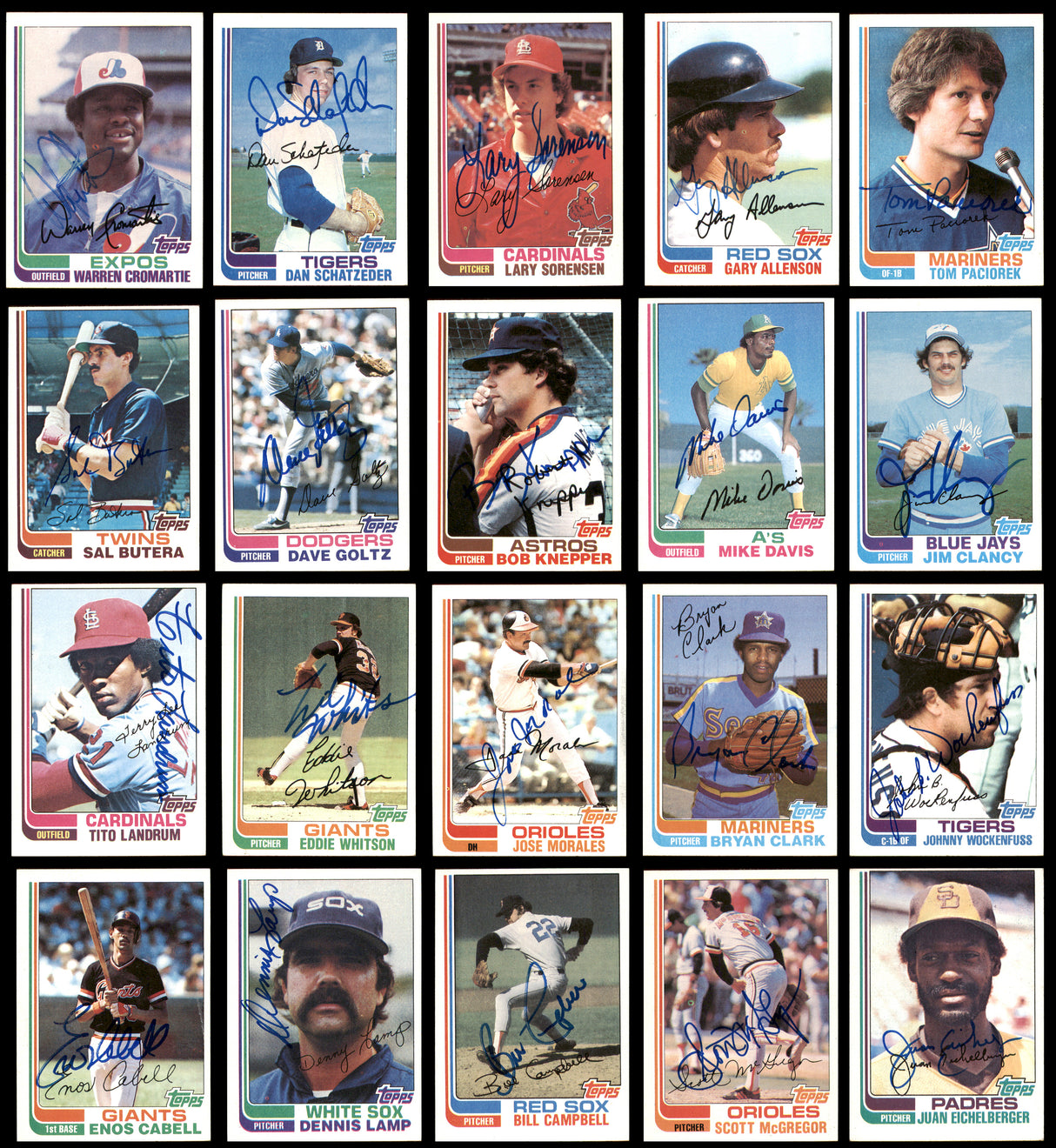 195 Count Lot of Autographed 1982 Topps Baseball Cards (All Different) SKU #266568