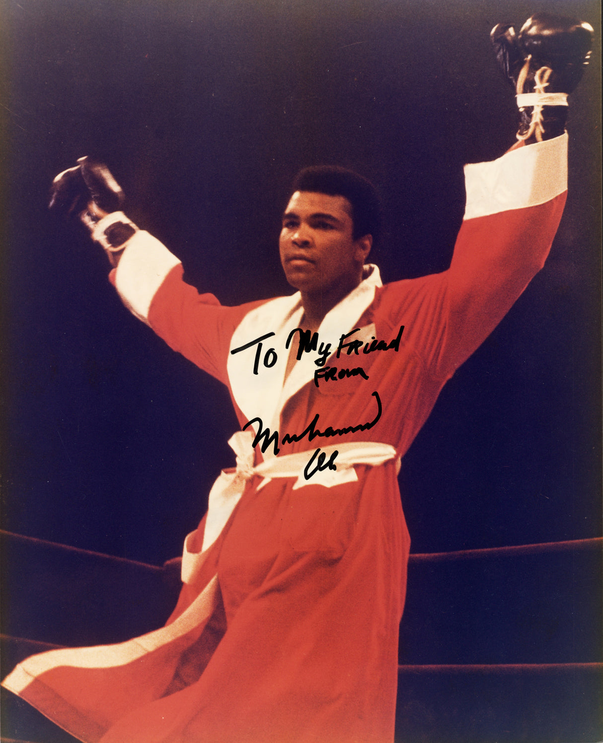 Muhammad Ali Autographed 8x10 Photo Auto Grade Gem Mint 10 "To My Friend" Beckett BAS #AE83481