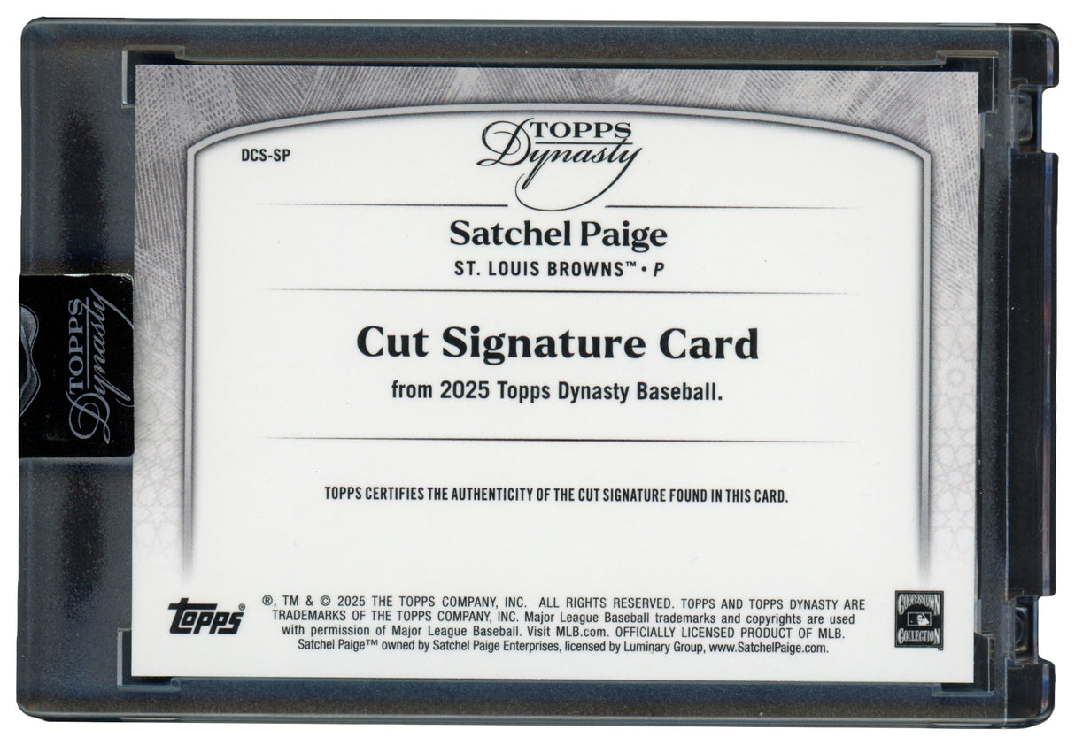 Satchel Paige Autographed 2025 Topps Dynasty Cut Signatures Card #DCS-SP #1/1 SKU #267040
