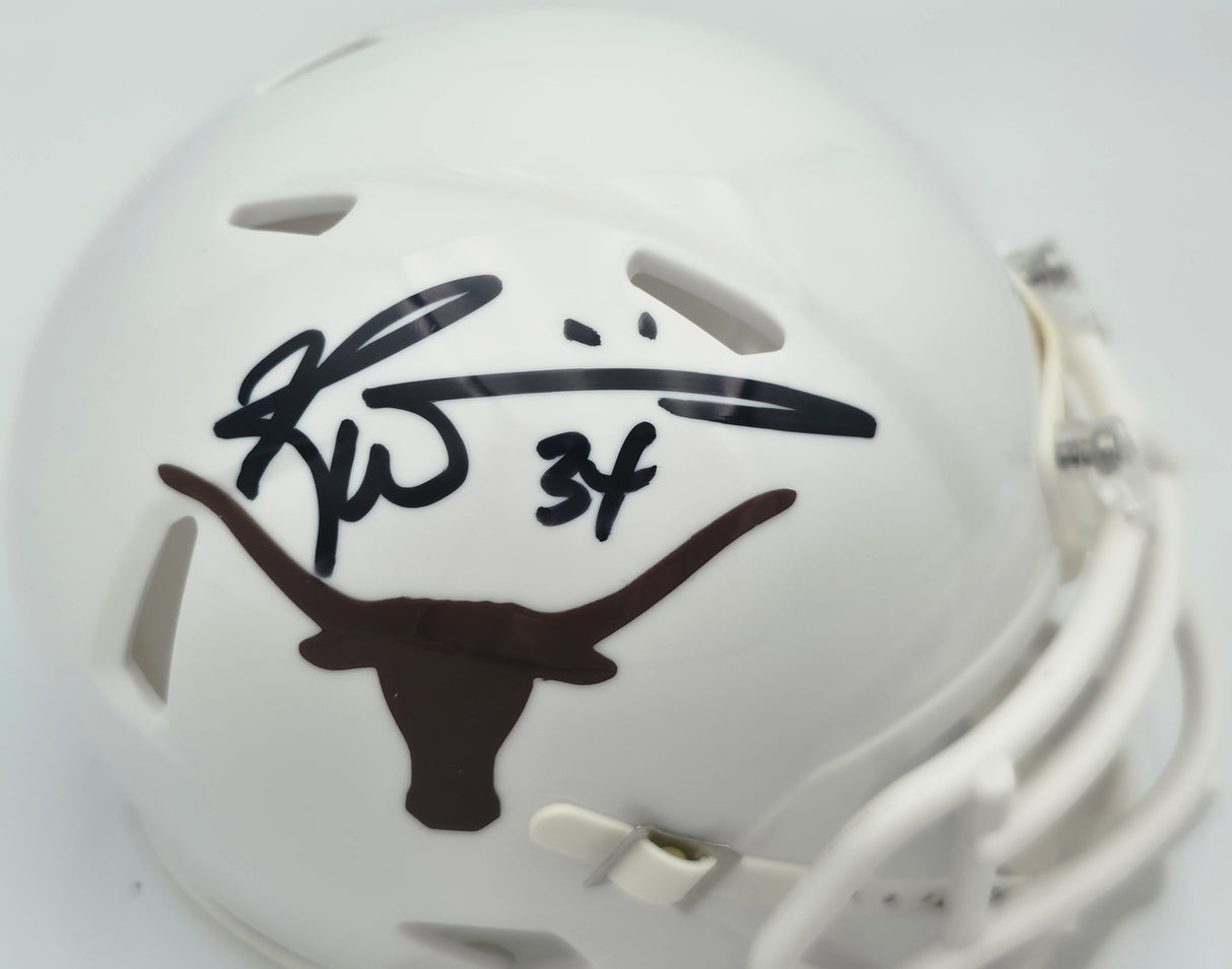 Ricky Williams Autographed Texas Longhorns White Speed Mini Helmet Beckett BAS QR #BN17831
