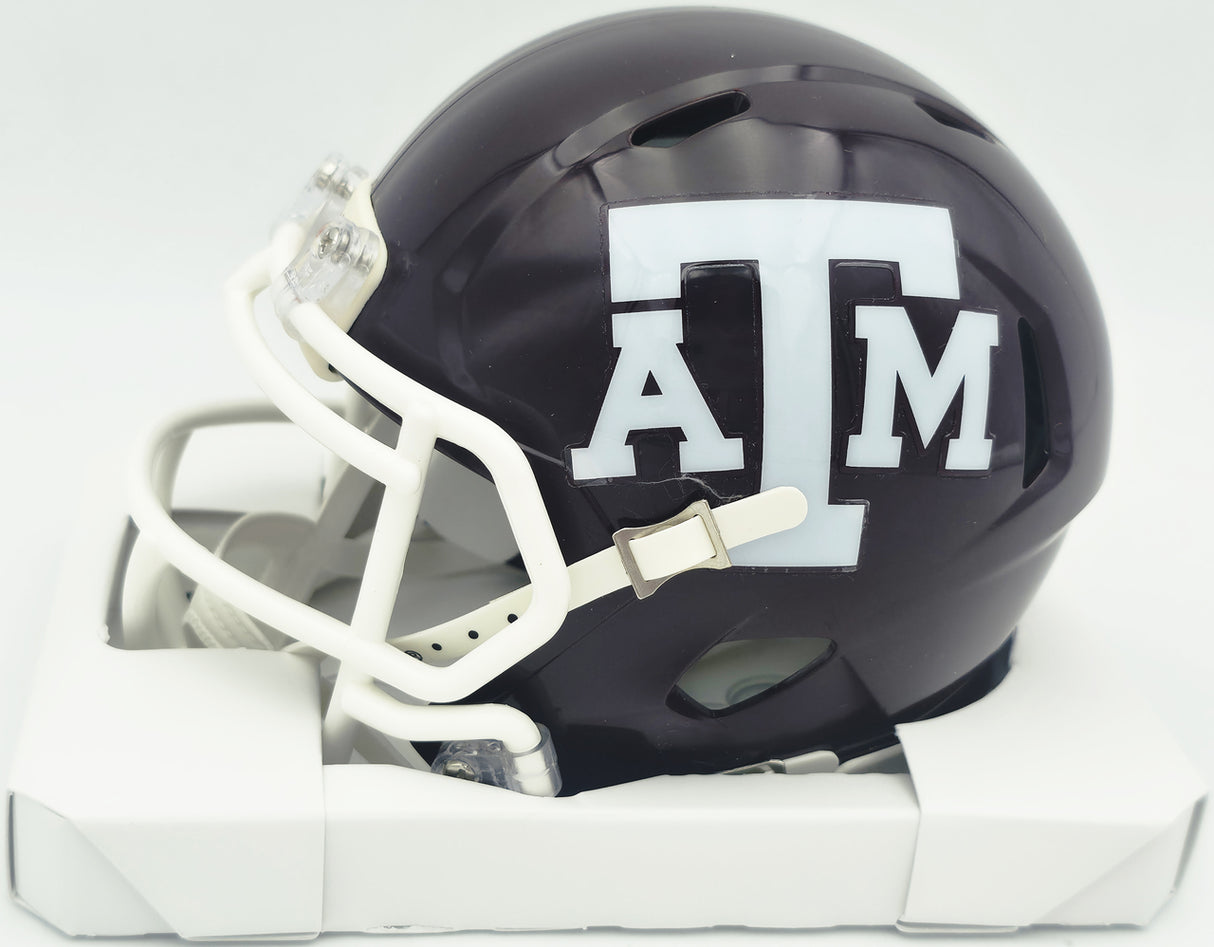 Johnny Manziel Autographed Texas A&M Aggies Maroon Speed Mini Helmet "12 HT" Beckett BAS Witness #3W319924
