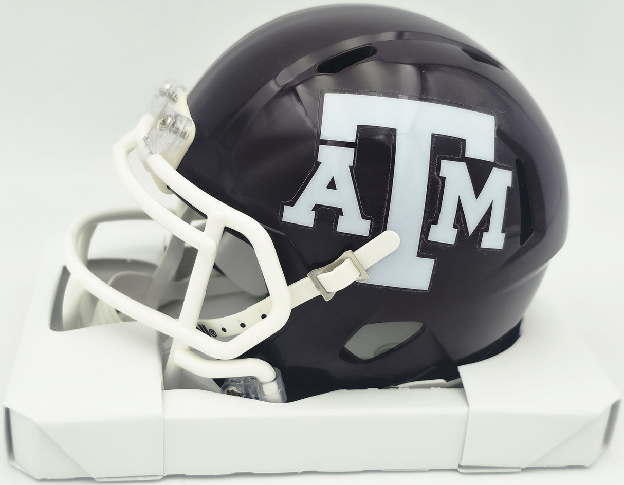 Johnny Manziel Autographed Texas A&M Aggies Maroon Speed Mini Helmet "12 HT" Beckett BAS Witness #3W319923