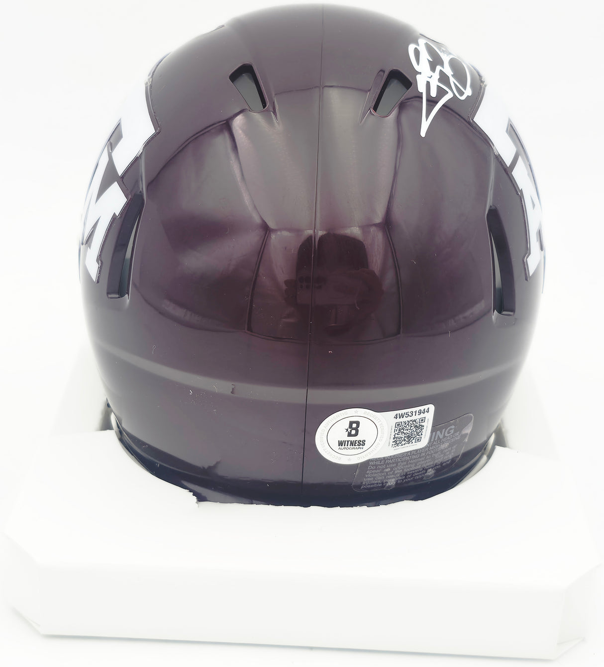 Johnny Manziel Autographed Texas A&M Aggies Maroon Speed Mini Helmet "12 HT" Beckett BAS Witness #3W319944