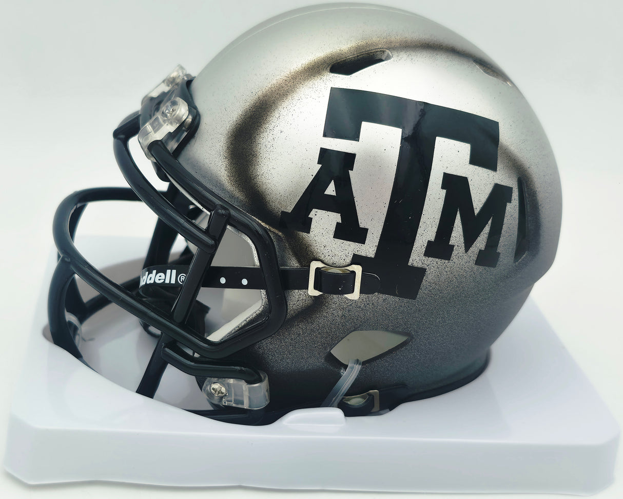 Johnny Manziel Autographed Texas A&M Aggies Silver Ice Speed Mini Helmet Beckett BAS Witness #3W319976