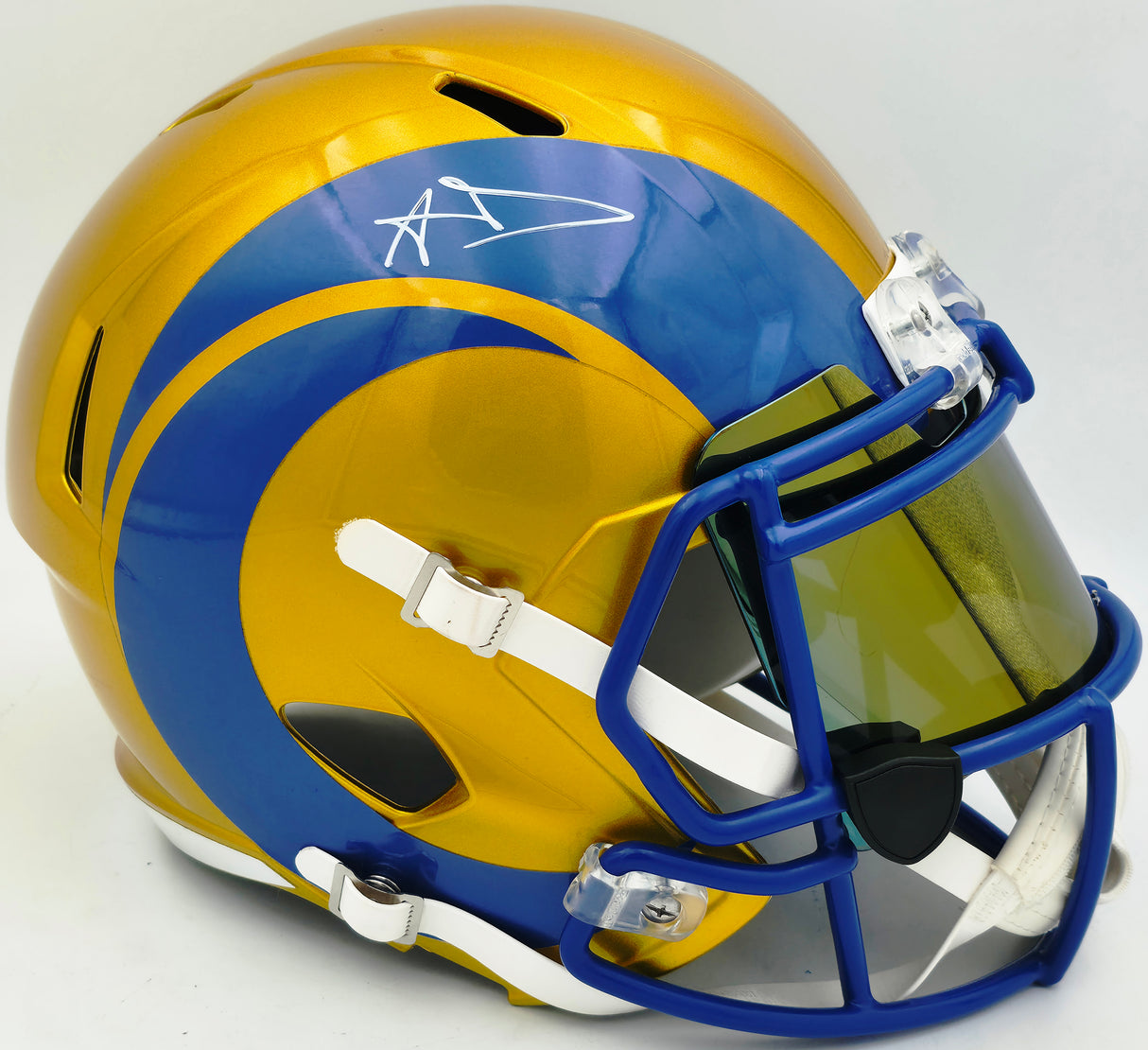 Aaron Donald Autographed Los Angeles Rams Flash Yellow Full Size Speed Replica Helmet Beckett BAS Witness #1W698425