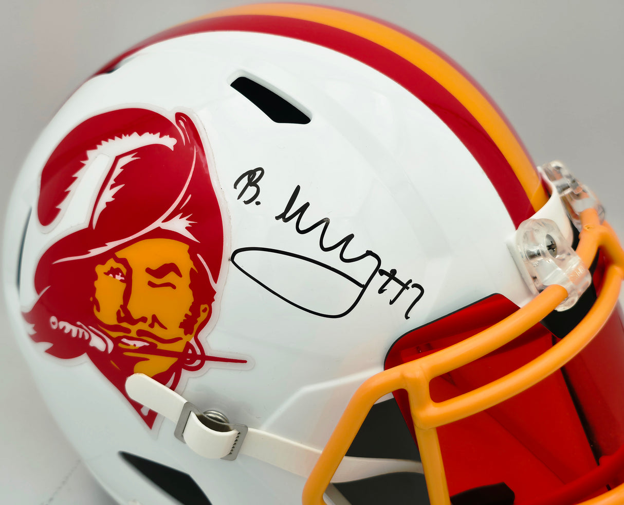 Bucky Irvin Autographed Tampa Bay Buccaneers White Throwback Full Size Speed Replica Helmet Beckett BAS Witness #2W553953
