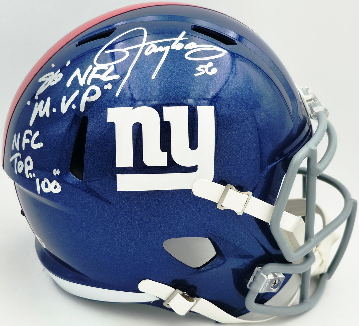 Lawrence Taylor Autographed New York Giants Blue Full Size Speed Replica Helmet "86 NFL MVP & Top 100" JSA Witness #WC177013