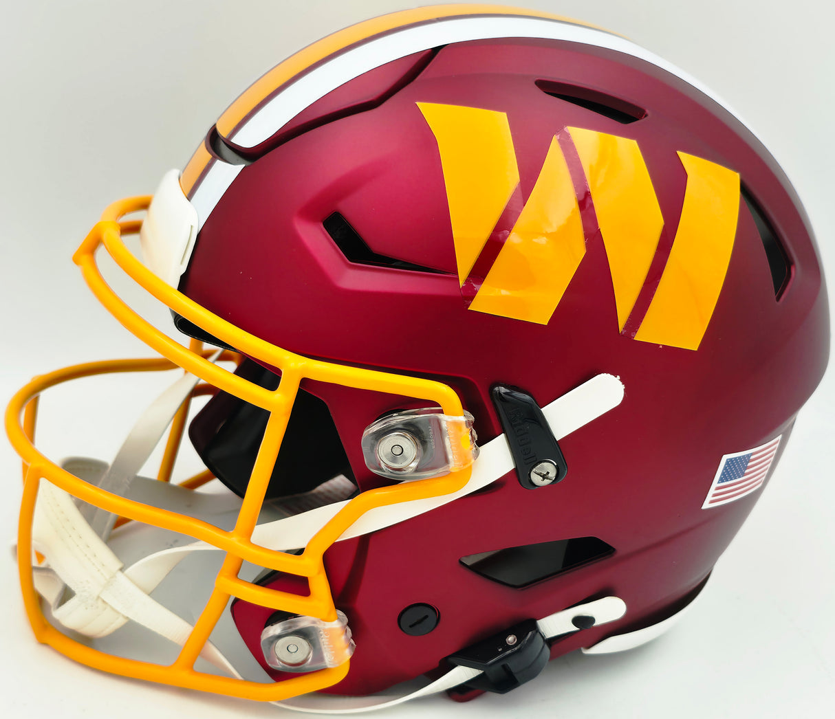 Mike Sainristil Autographed Washington Commanders Flash Red Full Size SpeedFlex Authentic Helmet "Hail to the Commanders! Frozone!" (Smudged) Beckett BAS Witness #WU36077