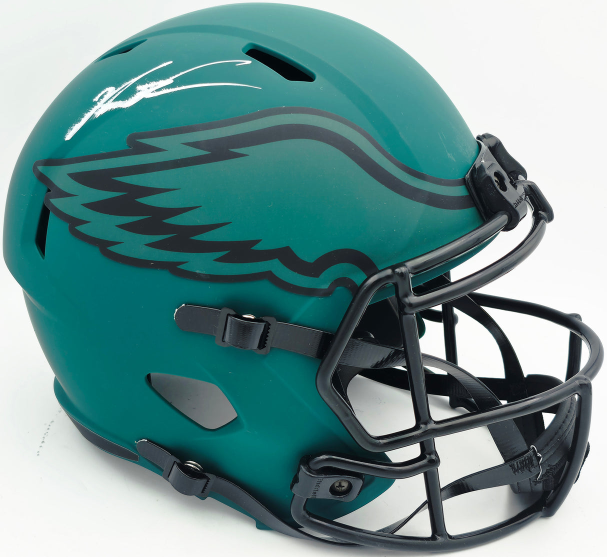 Jason Kelce Autographed Philadelphia Eagles Rave Green Full Size Speed Replica Helmet (Smudged) JSA #WC524281