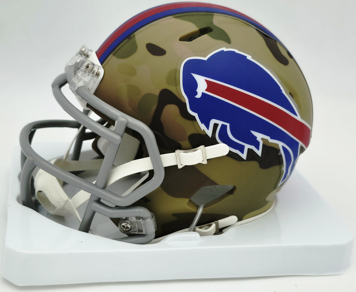 Josh Allen Autographed Buffalo Bills Camo Speed Mini Helmet Beckett BAS Witness #1W915874