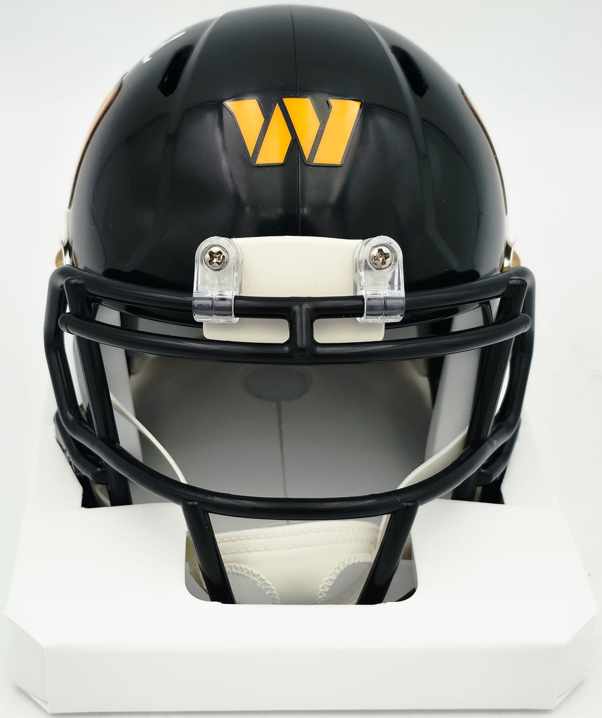 Mike Sainristil Autographed Washington Commanders Black Alternate Speed Mini Helmet Beckett BAS Witness #4W083997