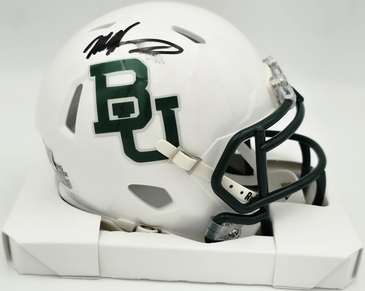 Mike Singletary Autographed Baylor Bears White Speed Mini Helmet (Smudged) Beckett BAS Witness #4W454750