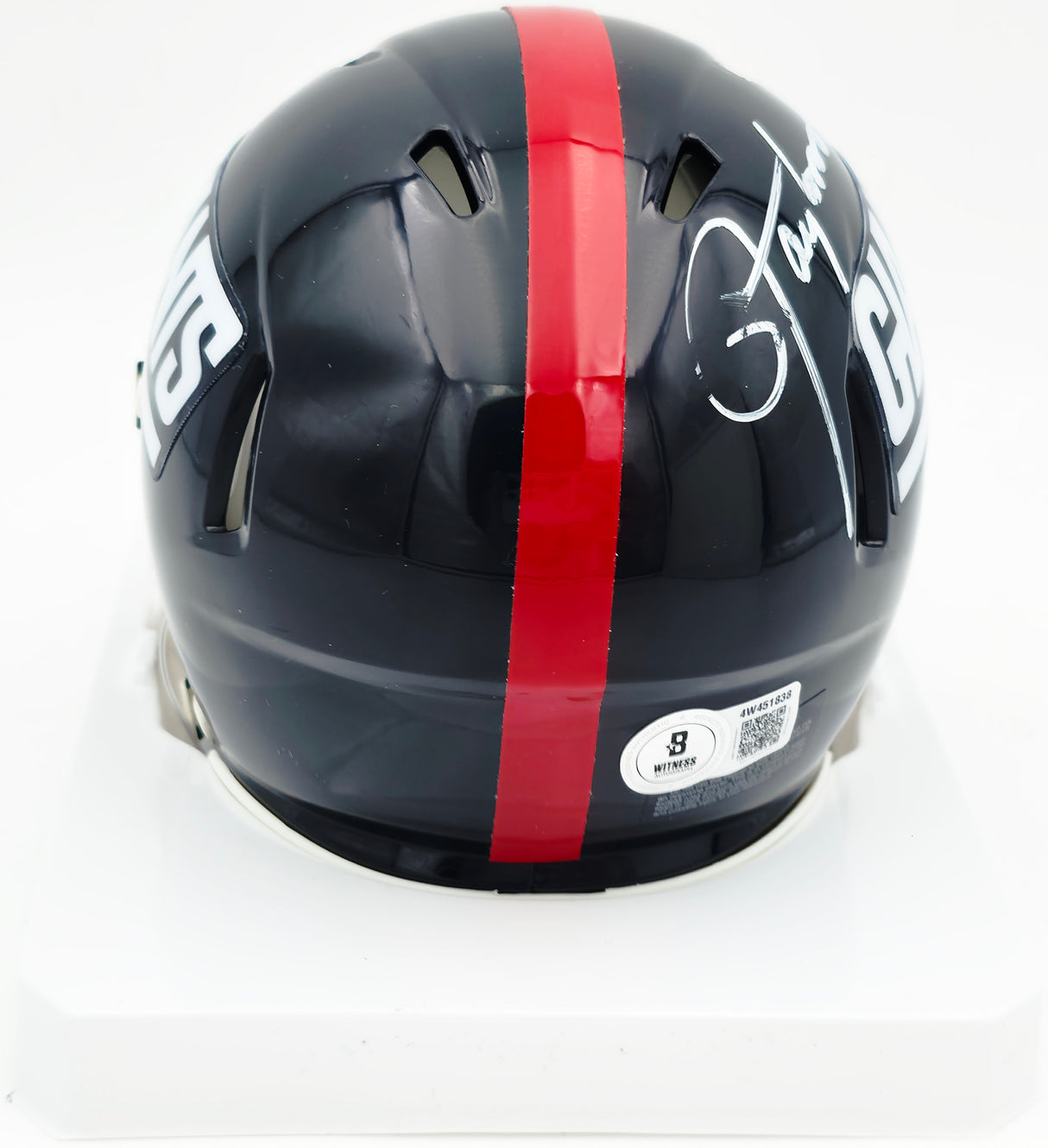 Lawrence Taylor Autographed New York Giants Blue Speed Mini Helmet Beckett BAS Witness #4W451838