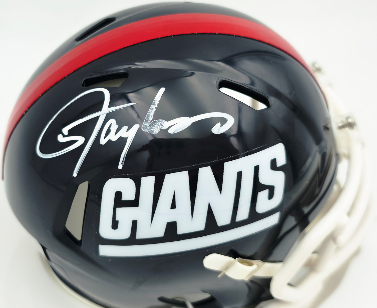 Lawrence Taylor Autographed New York Giants Blue Speed Mini Helmet Beckett BAS Witness #4W451843