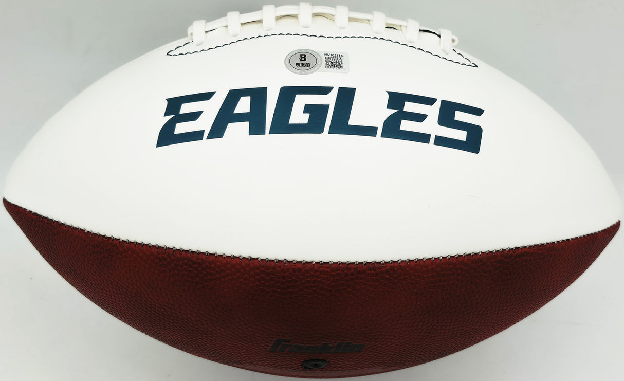 LeSean McCoy Autographed Philadelphia Eagles White Logo Football (Smudged) Beckett BAS Witness #2W102854