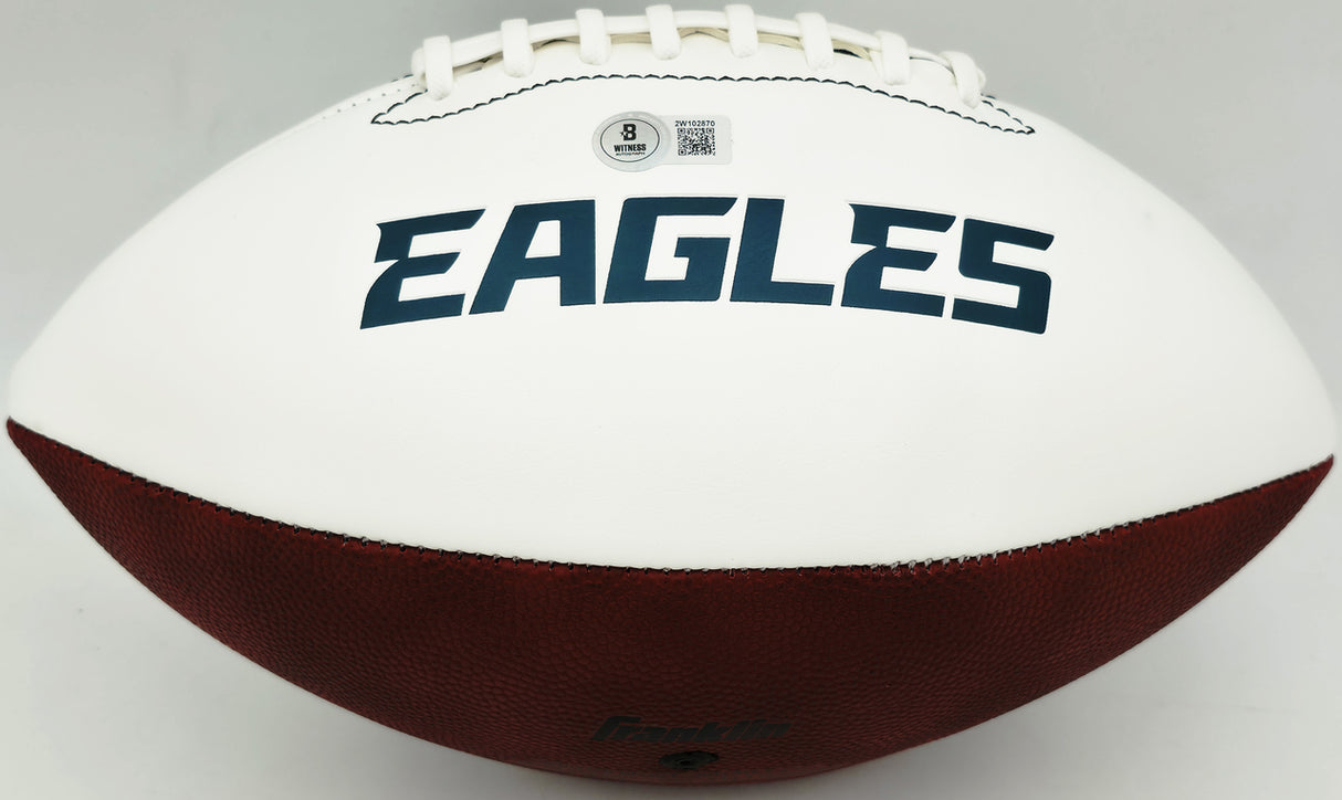 LeSean McCoy Autographed Philadelphia Eagles White Logo Football (Signed Twice) Beckett BAS Witness #2W102