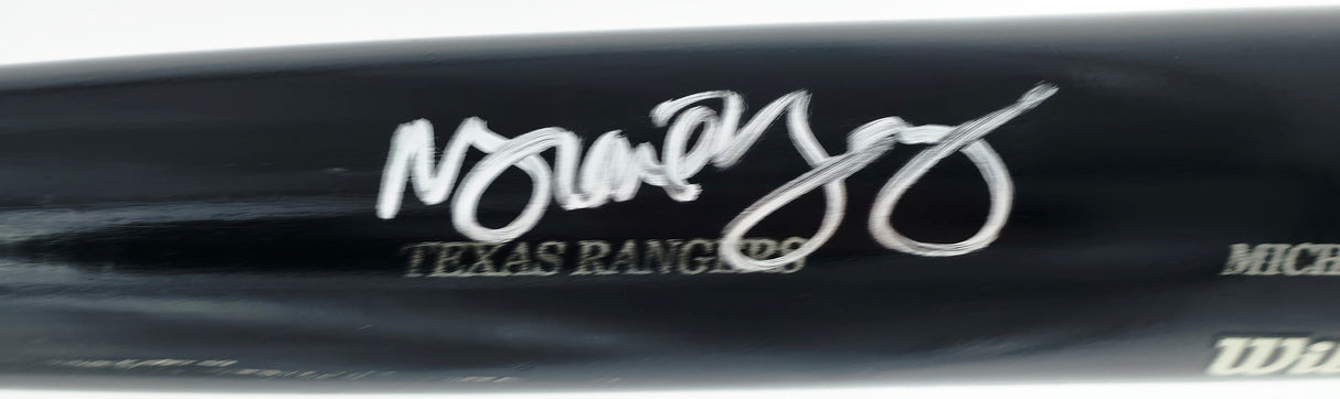 Michael Young Autographed Game Issued Sam KB1 Baseball Bat Texas Rangers Beckett BAS QR #BX67612