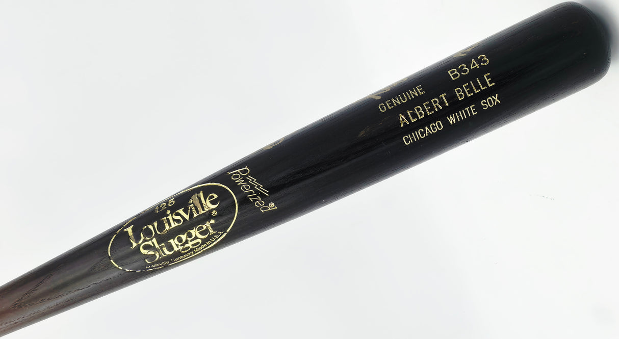 Albert Belle Autographed Game Issued Louisville Slugger B343 Baseball Bat Chicago White Sox Beckett BAS QR #BX67581
