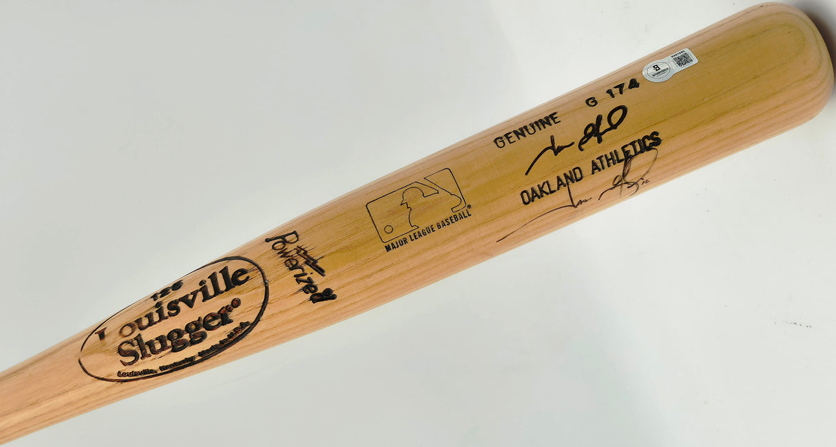 Jason Giambi Autographed Game issued Louisville Slugger G174 Baseball Bat Oakland A's Beckett BAS QR #BX67605