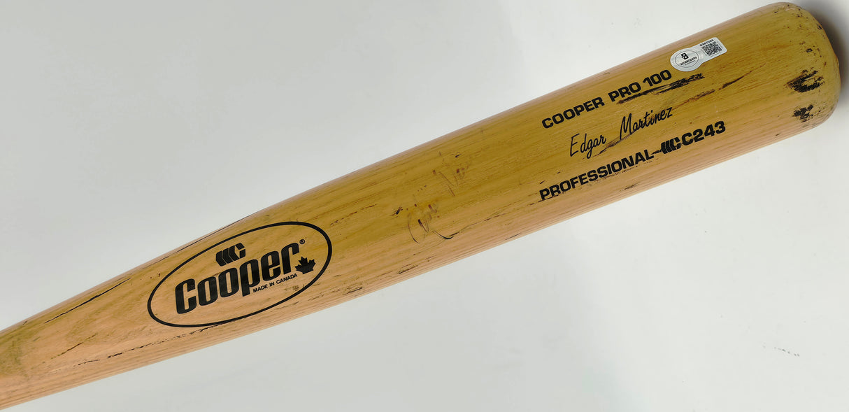 Edgar Martinez Autographed Game Used Uncracked Cooper C243 Baseball Bat Seattle Mariners Vintage Rookie Era Signature Beckett BAS QR #BX67584