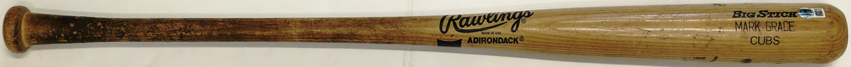 Mark Grace Autographed Game Used Uncracked Rawlings 256B Baseball Bat Chicago Cubs Beckett BAS QR #BX67578