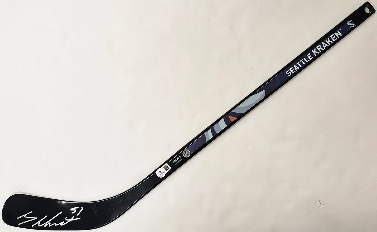 Shane Wright Autographed Black Mini Hockey Stick Seattle Kraken Beckett BAS QR #BS30330