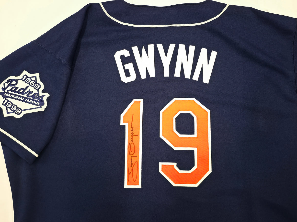 San Diego Padres Tony Gwynn Autographed Blue Russell 30th Anniversary Patch Jersey Size 52 JSA #YY37400