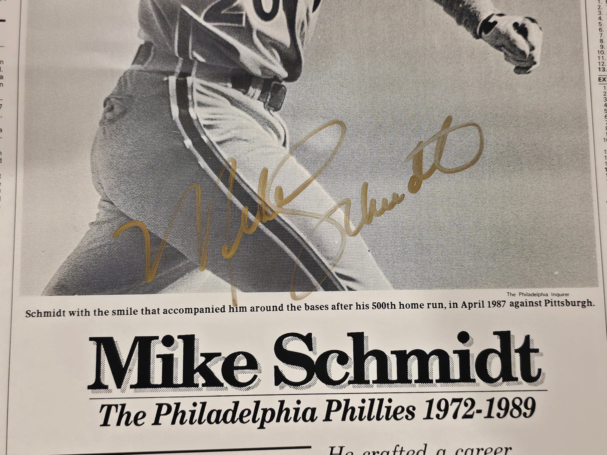 Mike Schmidt Autographed 16x24 Poster Philadelphia Phillies Beckett BAS QR #BW06383