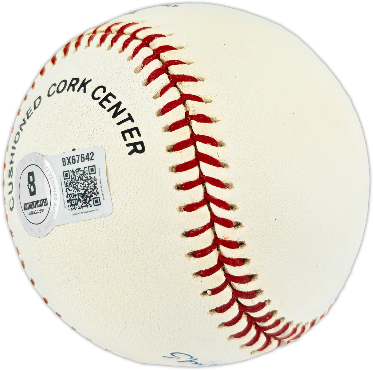 Ernie Banks Autographed Official NL Baseball Chicago Cubs Beckett BAS QR #BX67642