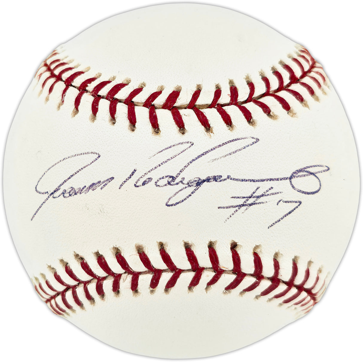 Ivan Rodriguez Autographed Official MLB Baseball Texas Rangers Beckett BAS QR #BX67655