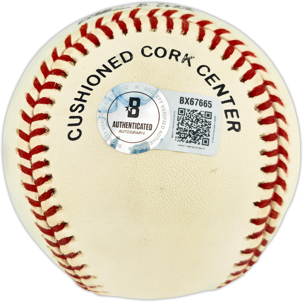 Nolan Ryan & Mike Jeffcoat Autographed Official NL Baseball Texas Rangers Beckett BAS QR #BX67665