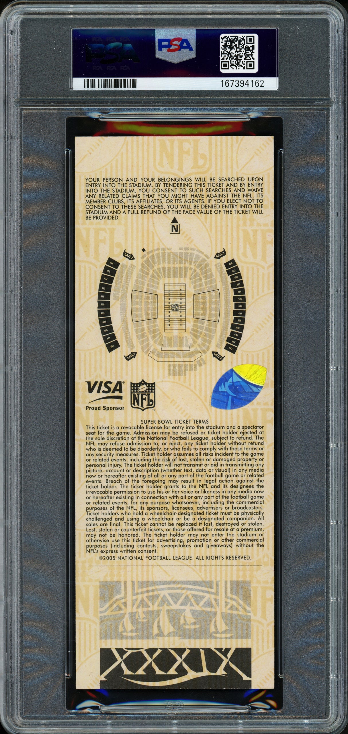 Tom Brady Autographed 2005 Super Bowl XXXIX Full Ticket New England Patriots PSA 9 Auto Grade Gem Mint 10 PSA/DNA #167394162