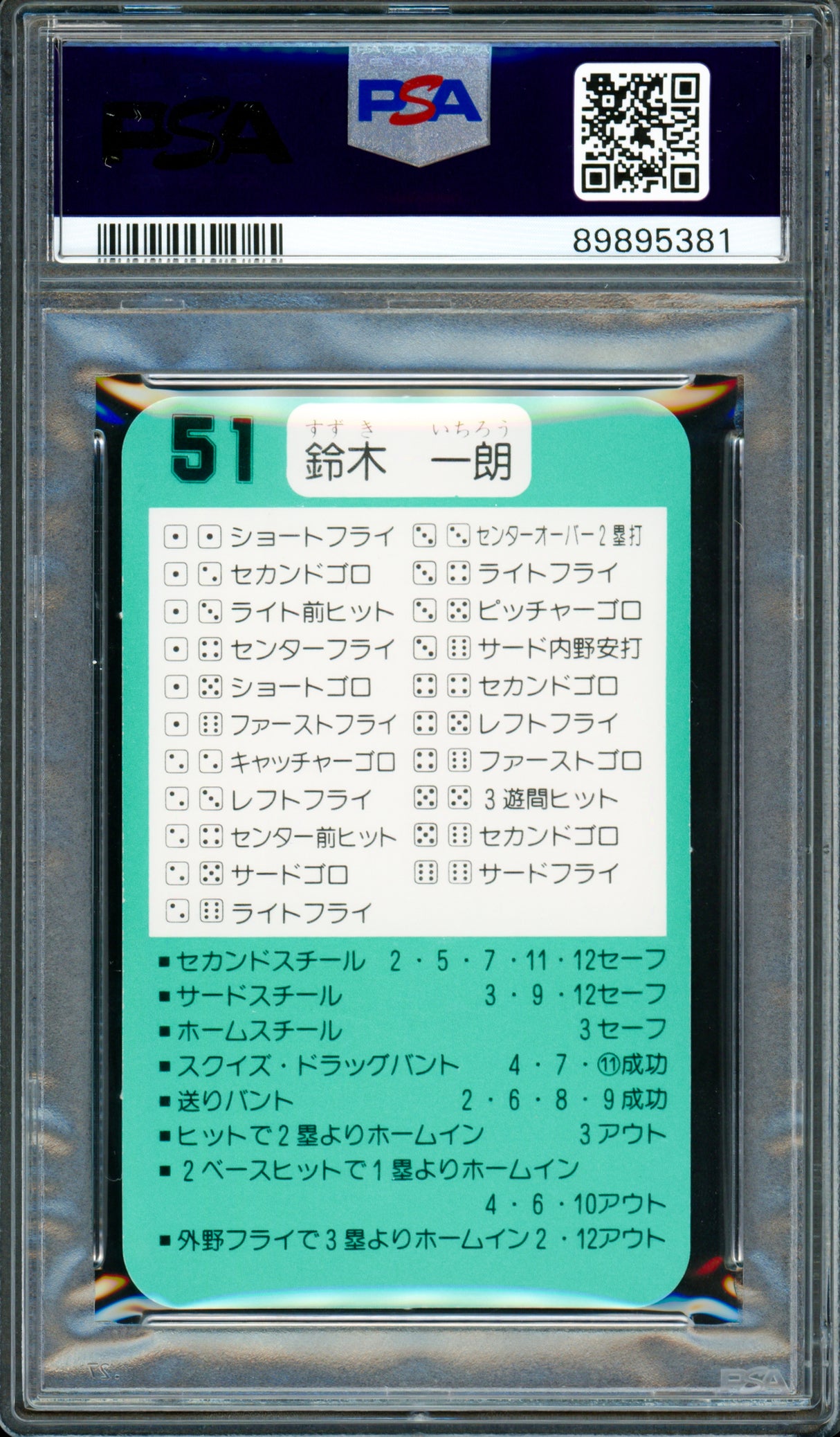 Ichiro Suzuki Autographed 1993 Takara Rookie Card #51 Orix BlueWave PSA 10 Auto Grade Gem Mint 10 "#51" (In Kanji) PSA/DNA #89895381