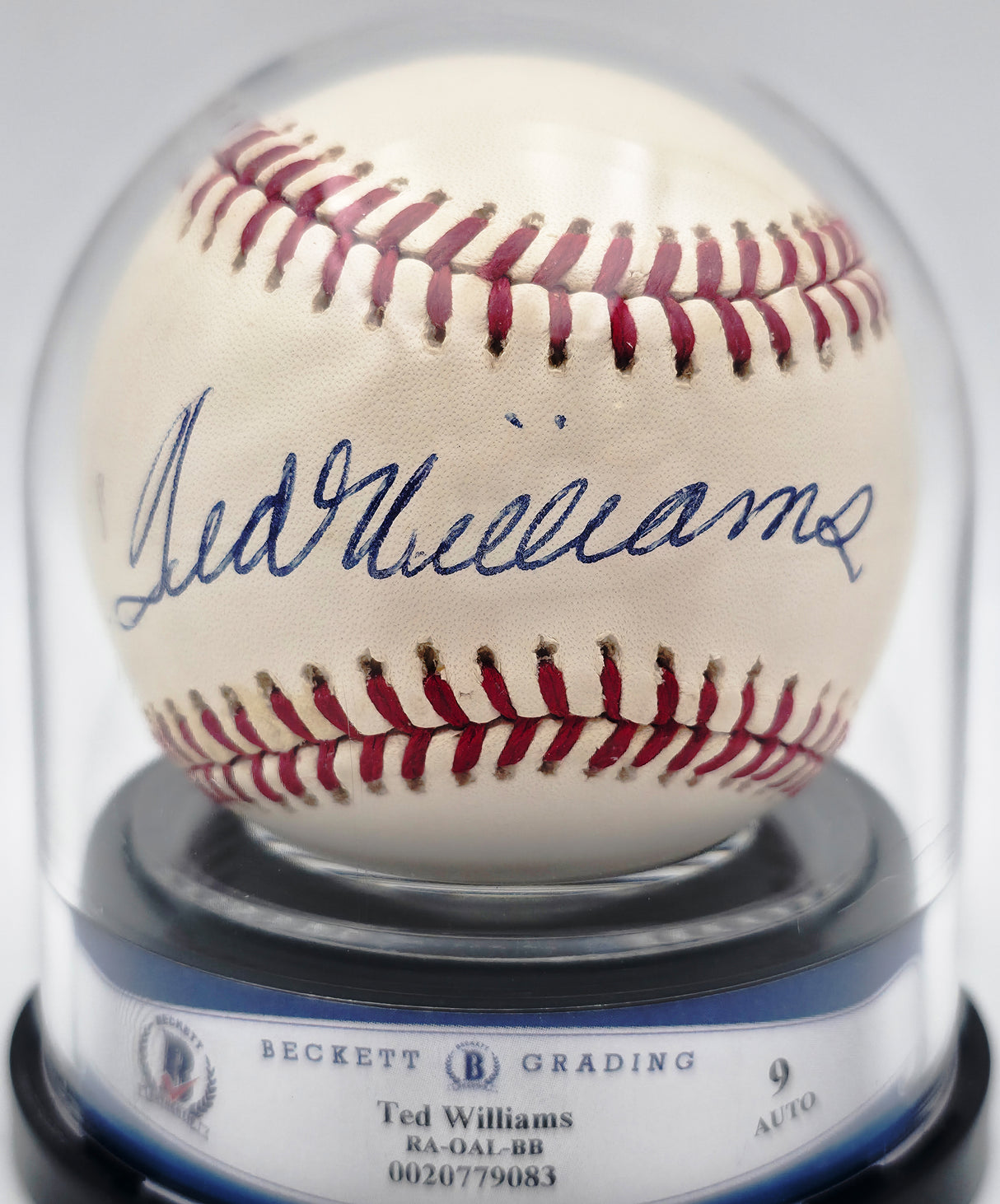 Ted Williams Autographed Official AL Baseball Boston Red Sox Auto Grade Mint 9 Beckett BAS #20779083