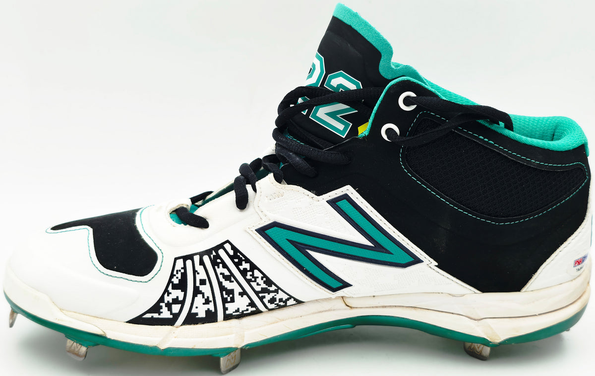 Robinson Cano Autographed Game Used White & Teal New Balance Cleats (Dual Signed) Seattle Mariners Size 13 PSA/DNA #7A96575 & 7A96576