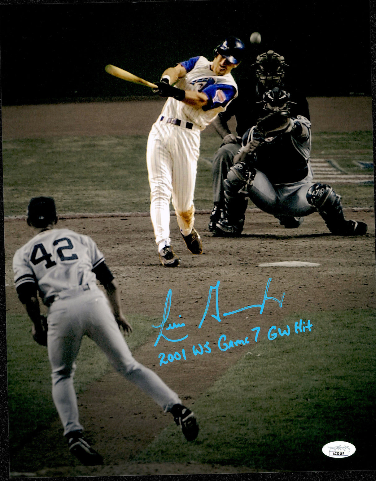 Luis Gonzalez Autographed 11x14 Photo Arizona Diamondbacks "2001 WS Game 7 GW Hit" JSA #AC30167