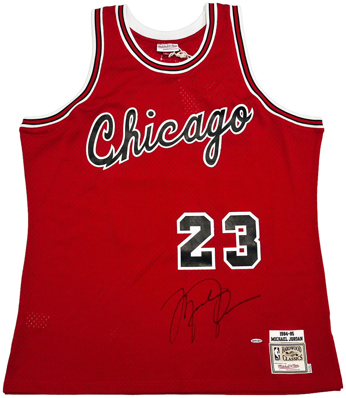 Michael Jordan Autographed '1984-85 Chicago Bulls Red Mitchell & Ness Rookie Jersey UDA Holo #BAM37827