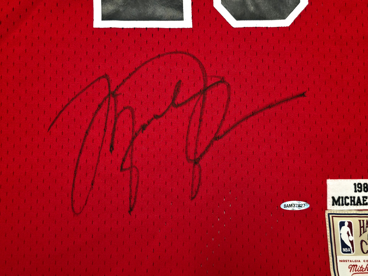 Michael Jordan Autographed '1984-85 Chicago Bulls Red Mitchell & Ness Rookie Jersey UDA Holo #BAM37827