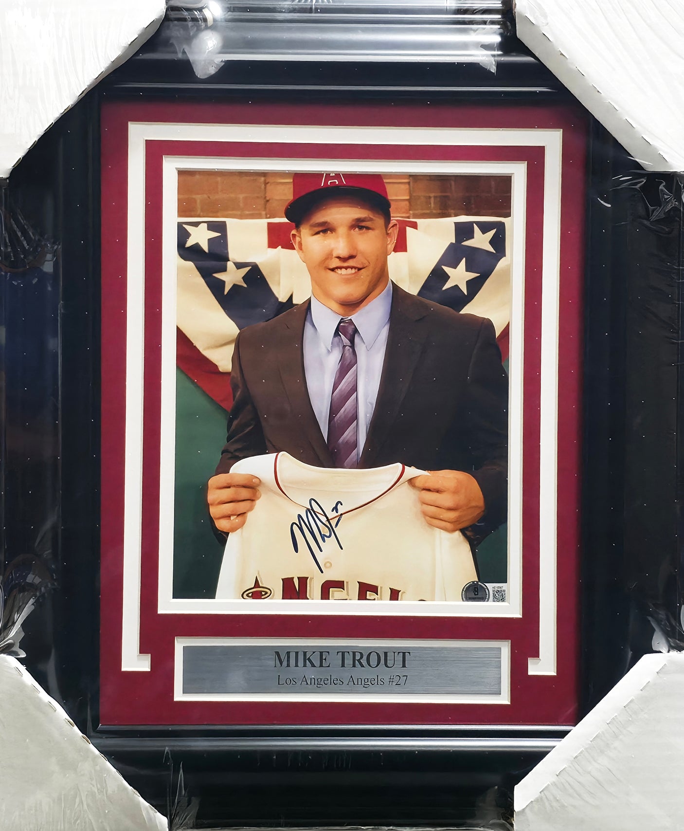 Mike Trout Autographed Framed 8x10 Photo California Angels Beckett BAS #AE16567