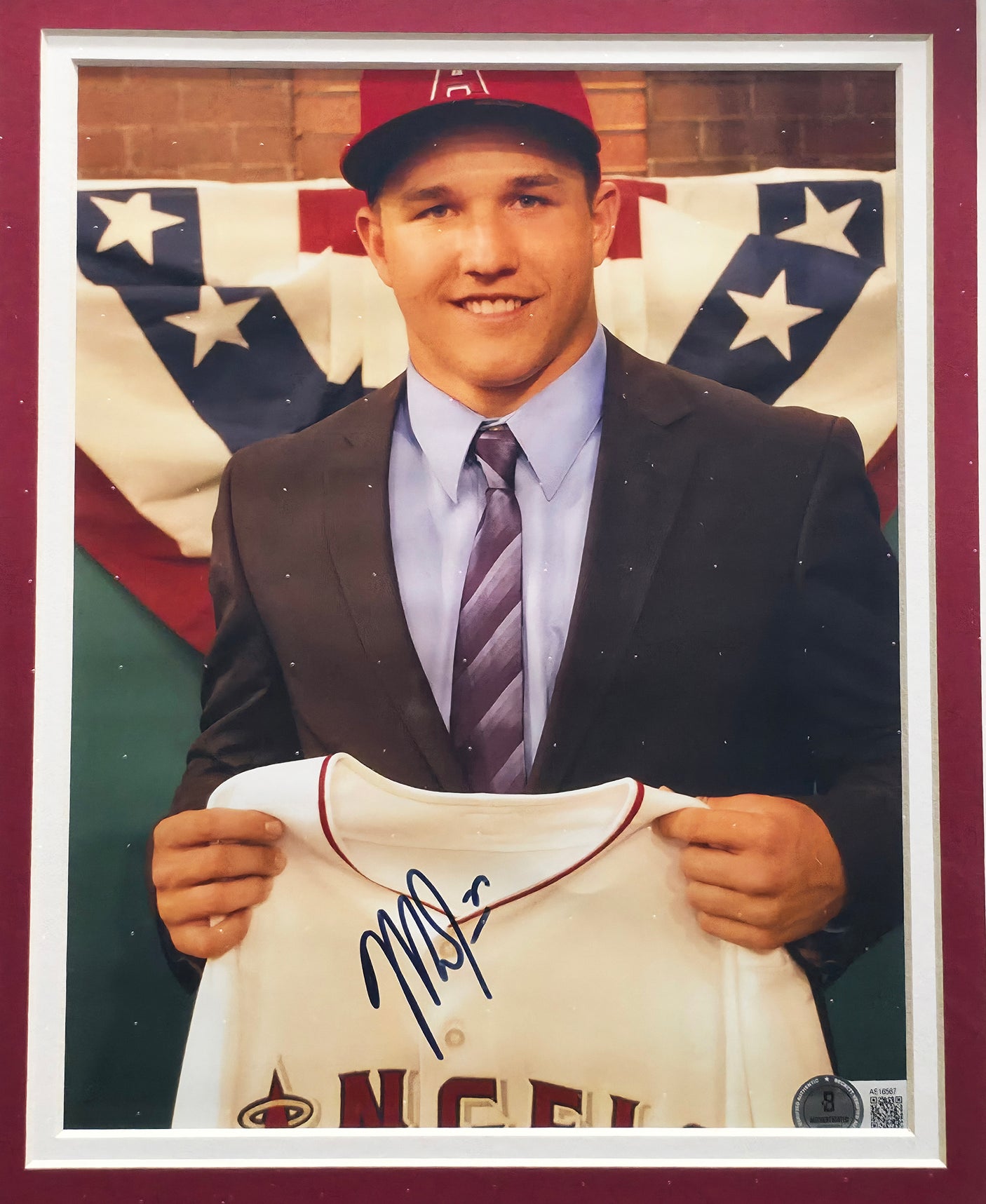 Mike Trout Autographed Framed 8x10 Photo California Angels Beckett BAS #AE16567
