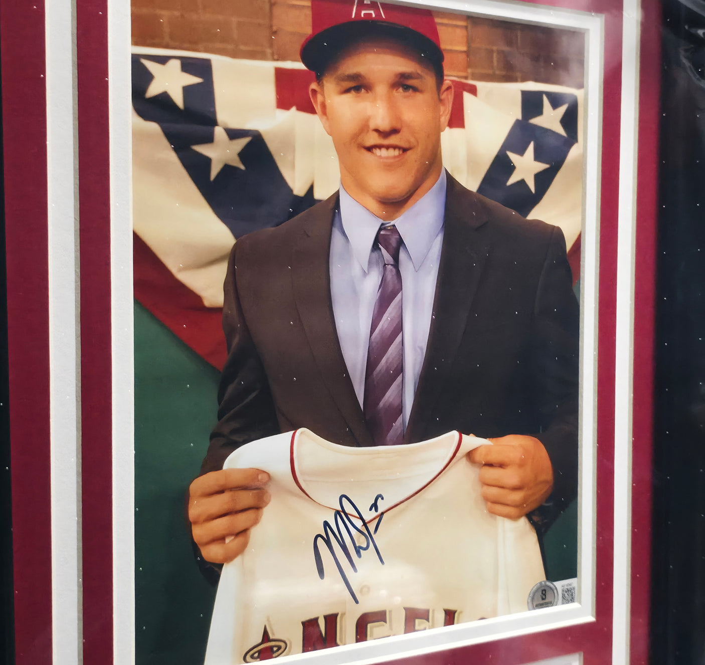 Mike Trout Autographed Framed 8x10 Photo California Angels Beckett BAS #AE16567