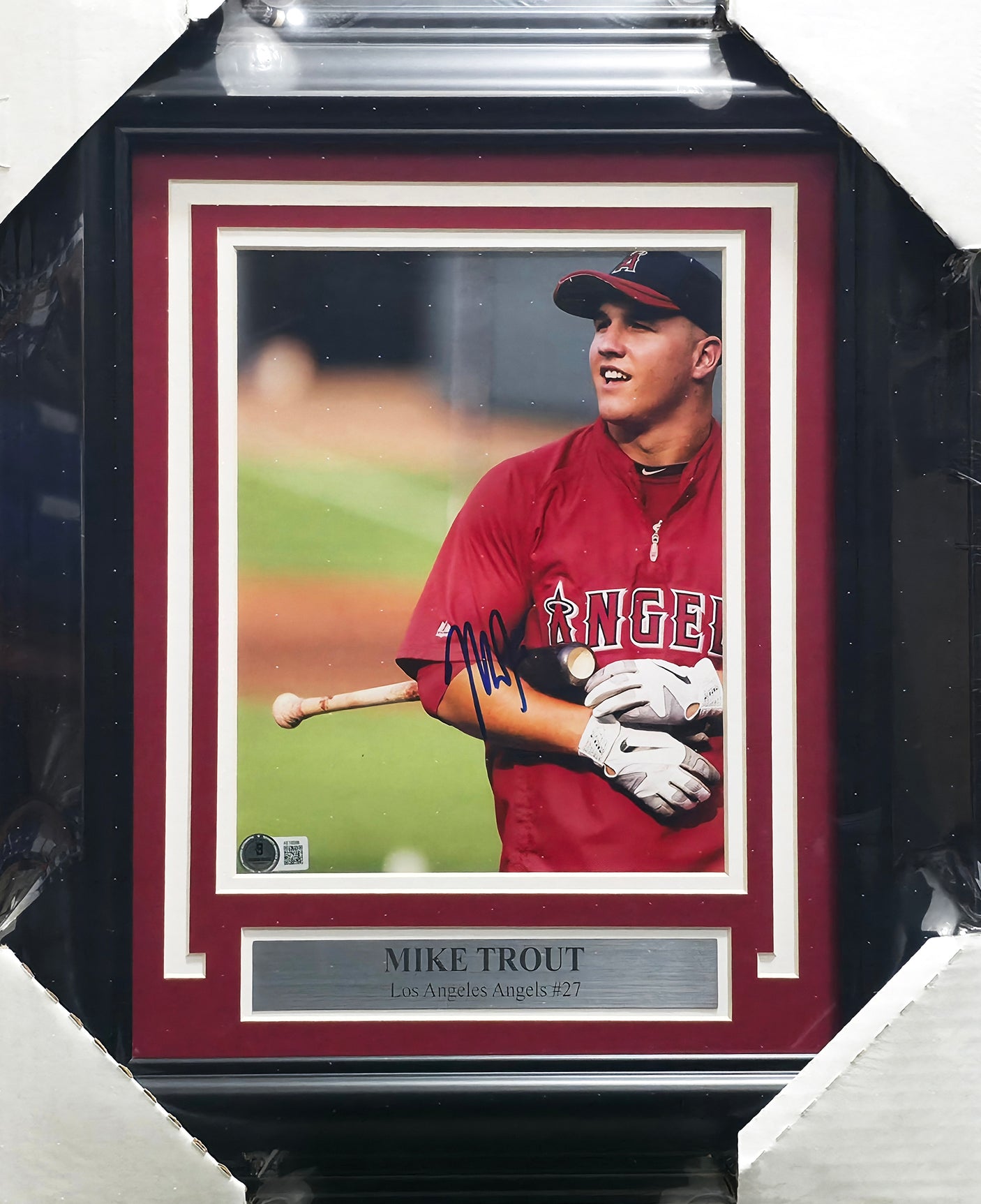 Mike Trout Autographed Framed 8x10 Photo California Angels Beckett BAS #AE16568