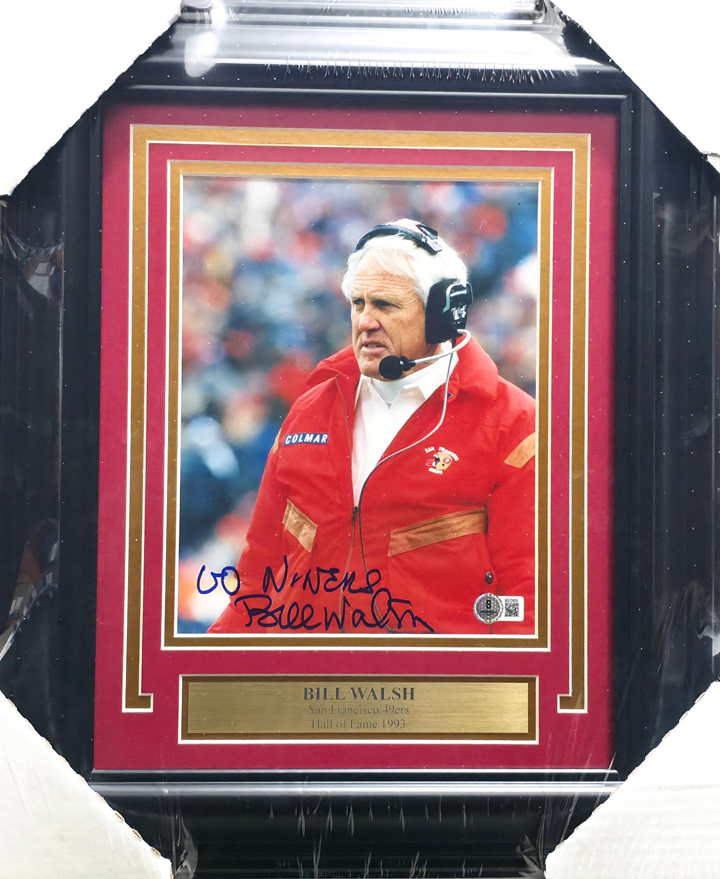 Bill Walsh Autographed Framed 8x10 Photo San Francisco 49ers "Go Niners" Beckett BAS QR #BS12829