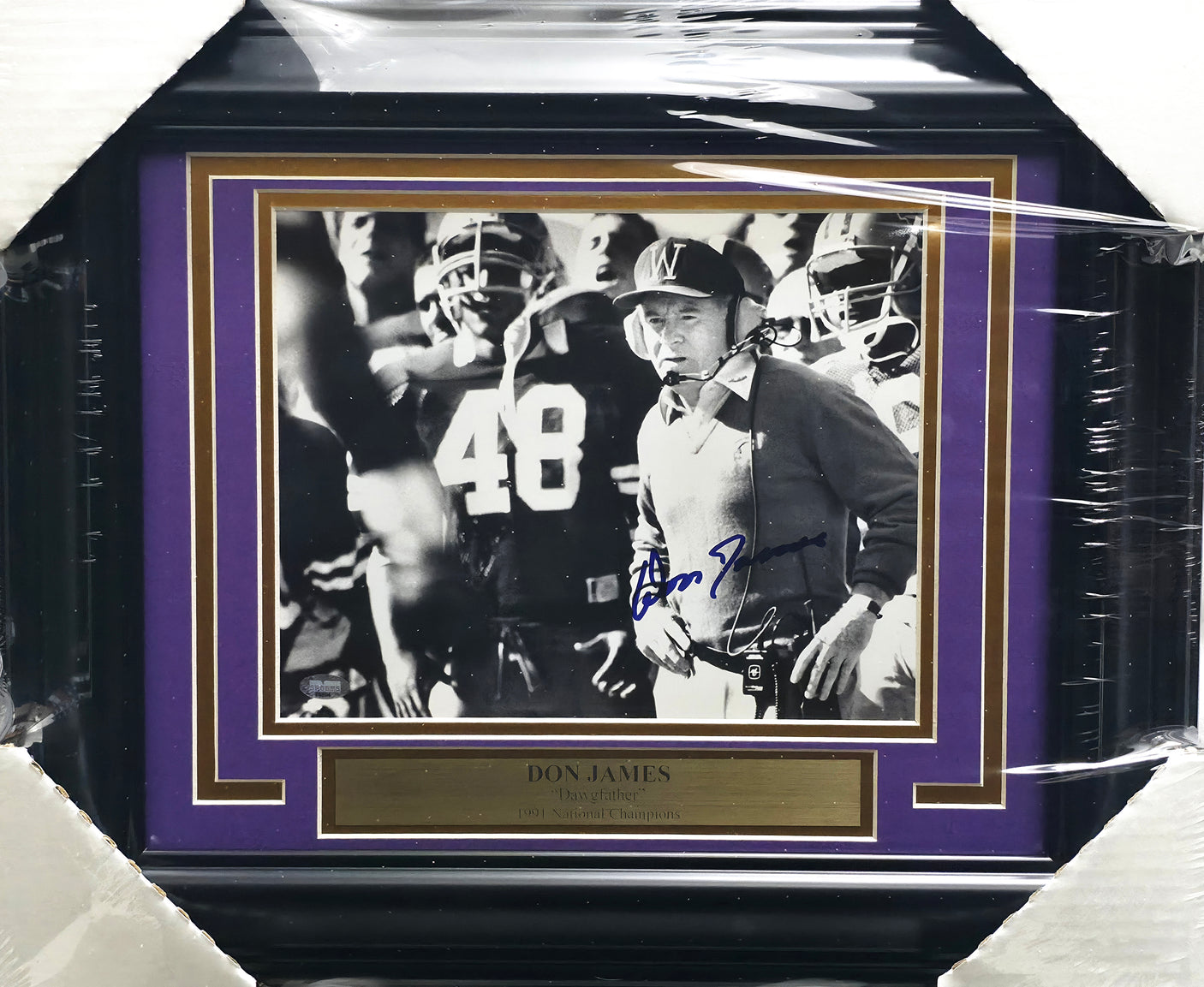Don James Autographed Framed 8x10 Photo Washington Huskies MCS Holo #88804
